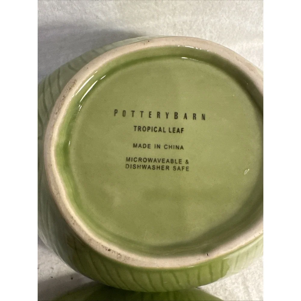 Set of 2 Pottery Barn Tropical Leaf Green 8